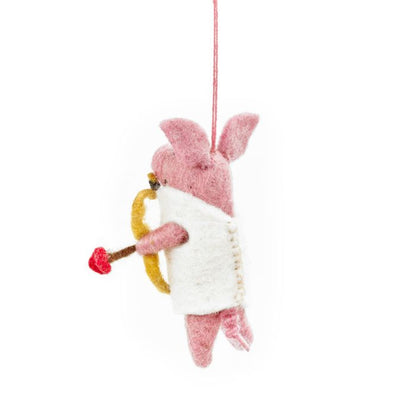 Handmade Needle Felt Cupig's Arrow Cupid Pig Hanging Valentines Decoration