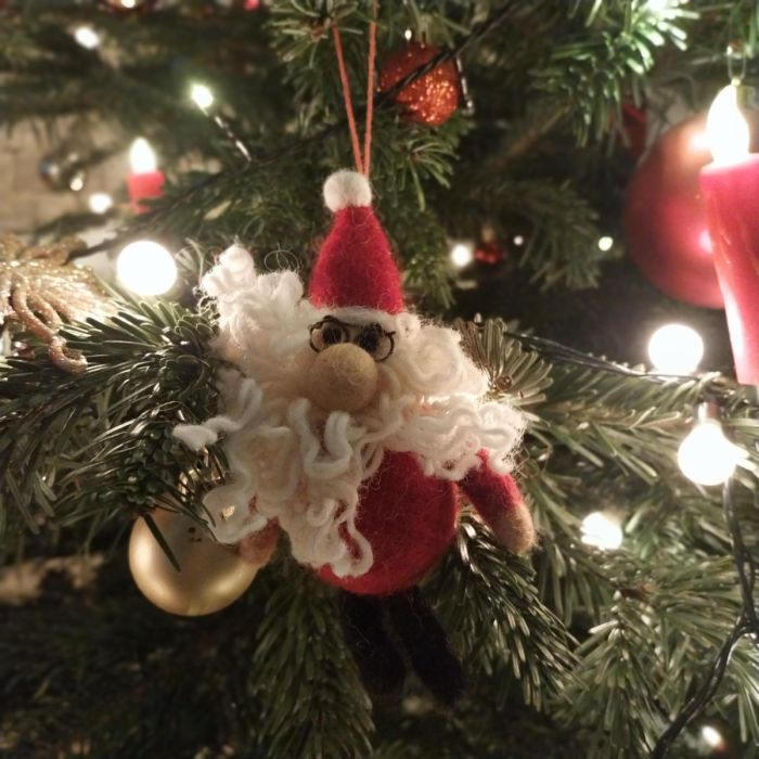 Handmade Felt Curly Santa Christmas Tree Hanging Decoration