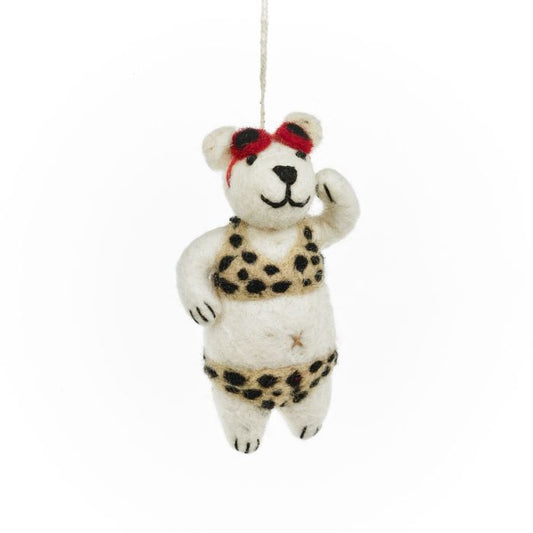 Décoration de Noël à suspendre en feutre fait à la main en forme d'ours polaire Diva