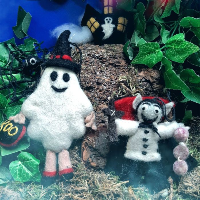 Handmade Felt Boo-Dini the Ghost Hanging Halloween Decorations