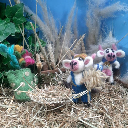 Handmade Felt Angus the Cow Hanging Farmer Decoration