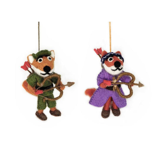 Handmade Felt Fox Maid Marion Hanging Decoration