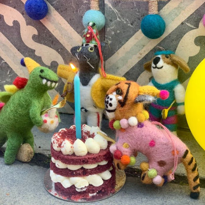 Handmade Felt Happy Birthday Dino Hanging Present Party Decoration