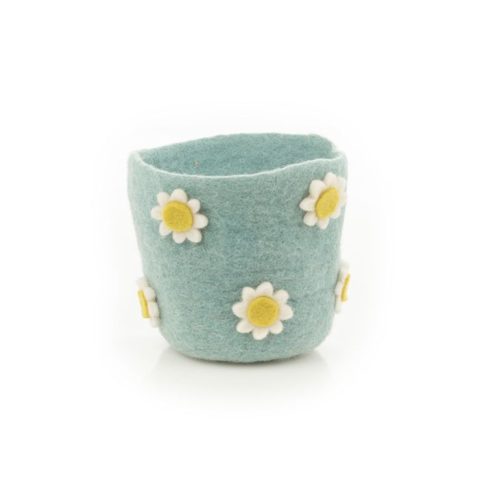 Handmade Felt Funky Floral Plant Pot