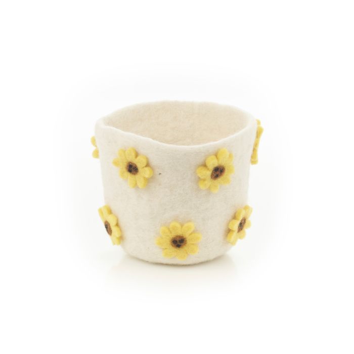 Handmade Felt Funky Floral Plant Pot