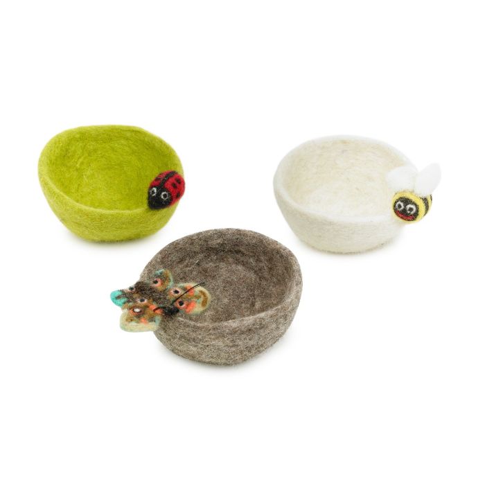 Handmade Felt Garden Bugs Trinket Dish Home Decoration