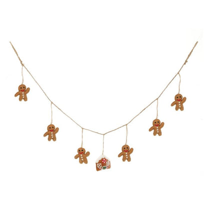 Handmade Felt 120cm Gingerbread Man Christmas Garland Home Decoration