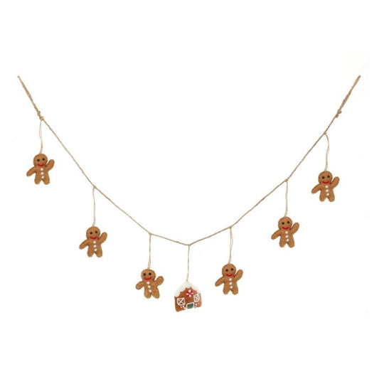 Handmade Felt 120cm Gingerbread Man Christmas Garland Home Decoration