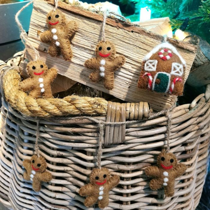 Handmade Felt 120cm Gingerbread Man Christmas Garland Home Decoration