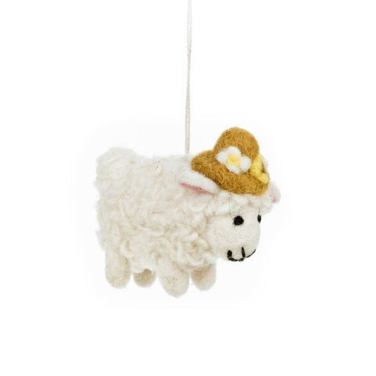 Décoration d'agneau de Pâques à suspendre en feutre fait main Gloria le mouton