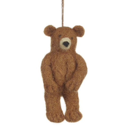 Décoration suspendue en feutre en forme d'ours grizzly fait à la main