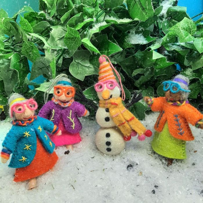 Handmade Felt Groovy Grannies Hanging Decoration