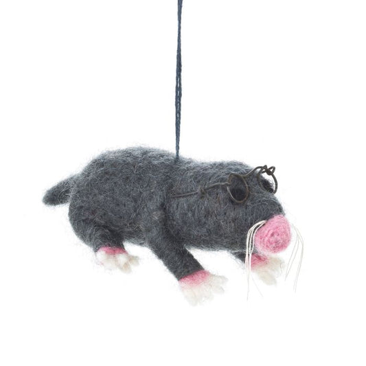 Handmade Felt Hanging Biodegradable Mole with Specs Decoration