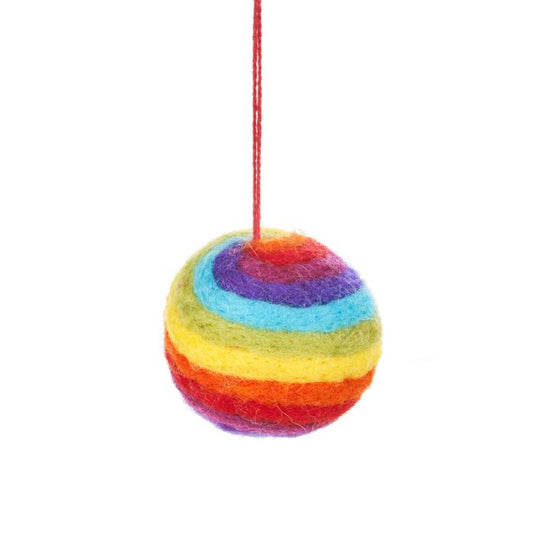 Handmade Felt Rainbow Bauble Hanging Christmas Decoration