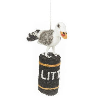 Handmade Felt Hangry Seagull Hanging Seaside British Decoration