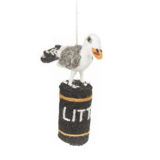 Handmade Felt Hangry Seagull Hanging Seaside British Decoration