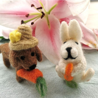 Handmade Bunny with Carrot Hanging Felt Easter Decoration