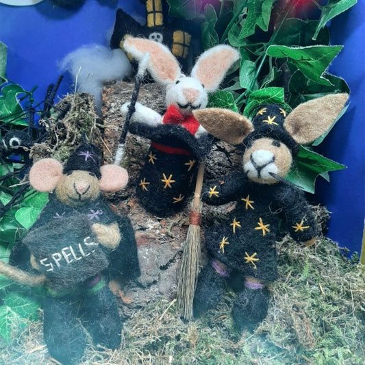 Handmade Felt Spellbound Mouse Hanging Halloween Decoration