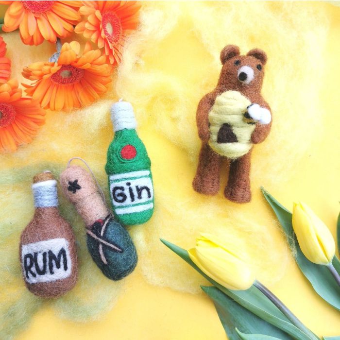 Handmade Felt Bottle of Rum Hanging Decoration