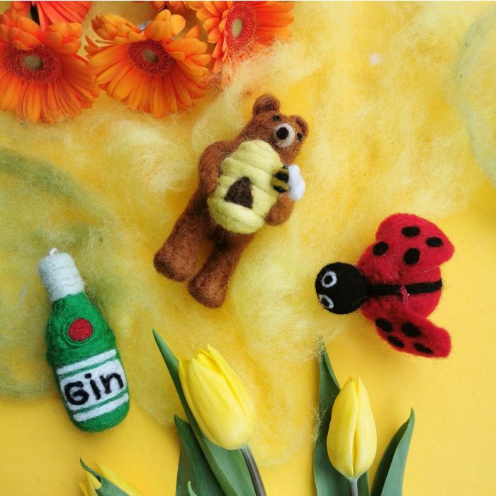 Handmade Felt Bottle of Gin Hanging Decoration