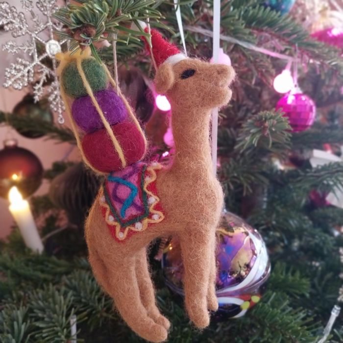 Handmade Felt Humphrey the Christmas Camel Hanging Decoration