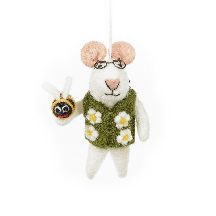 Décoration de bourdon à suspendre en feutre fait à la main en forme d'Isaac la souris