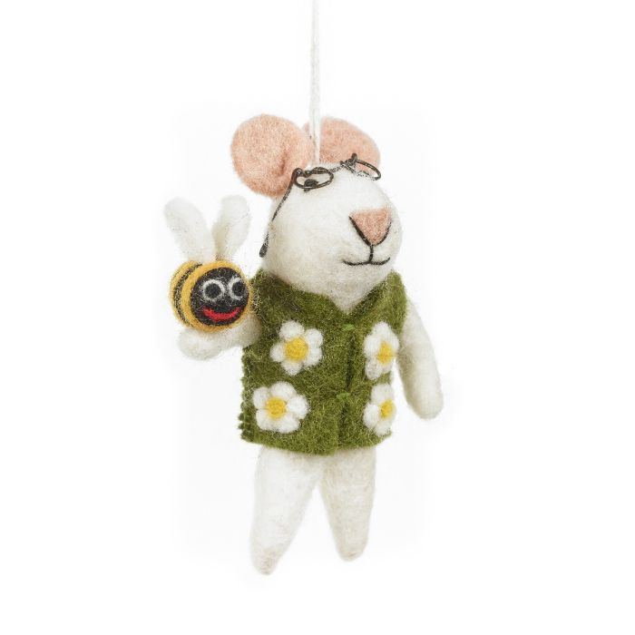 Décoration de bourdon à suspendre en feutre fait à la main en forme d'Isaac la souris