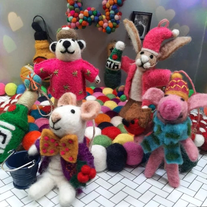Décoration de Noël à suspendre en feutre fait à la main Porky Noel