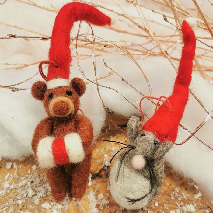 Handmade Felt Biodegradable Christmas Little Fella Hanging Decoration