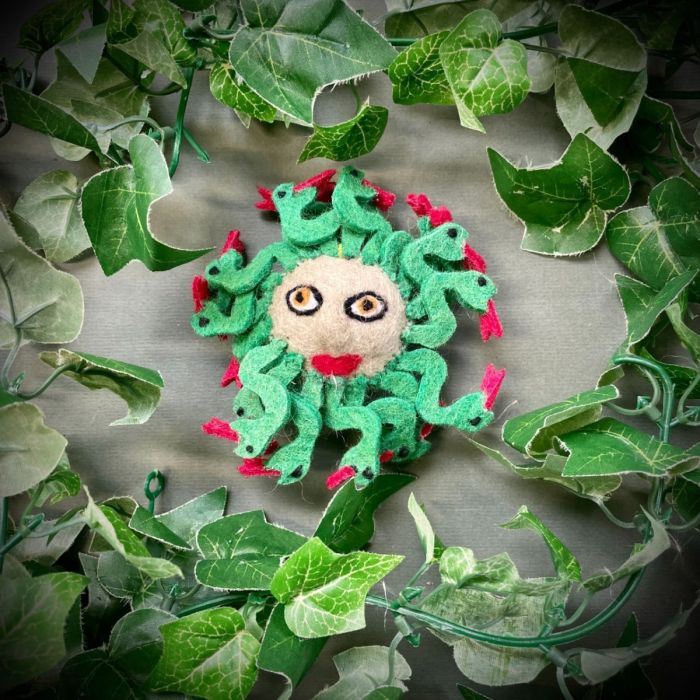 Handmade Felt Medusa Hanging Mythological Decoration