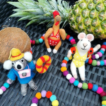 Handmade Felt Sizzlin' Turkey Hanging Christmas Decoration