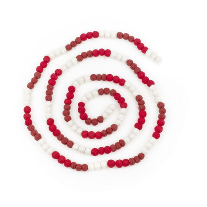 Handmade Felt Mini Crimson Pom Pom Garland Home Decoration