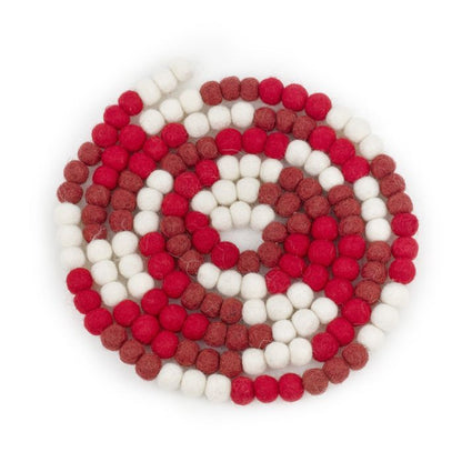 Handmade Felt Mini Crimson Pom Pom Garland Home Decoration