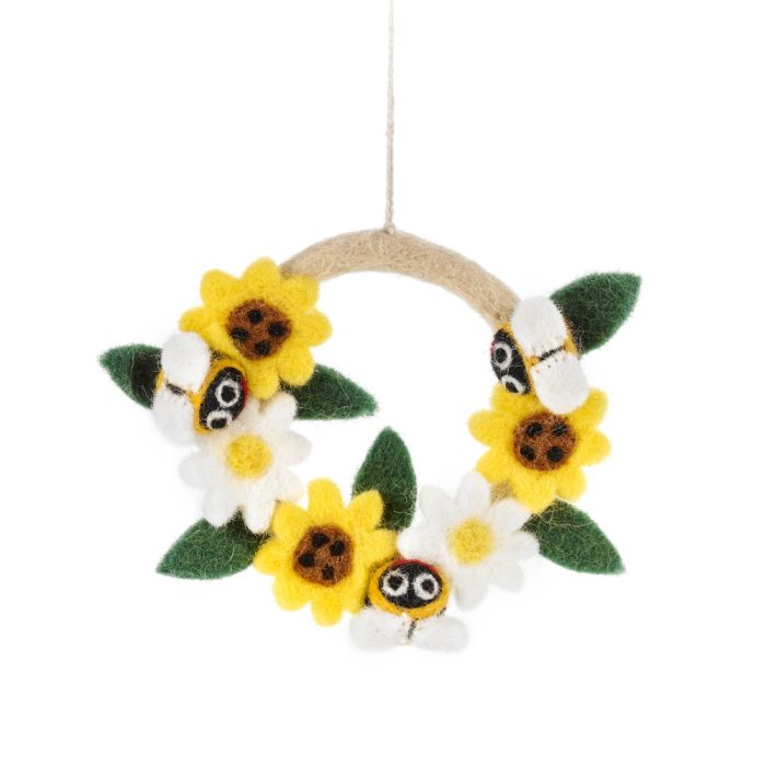 Handmade Felt Mini Spring Bee Wreath