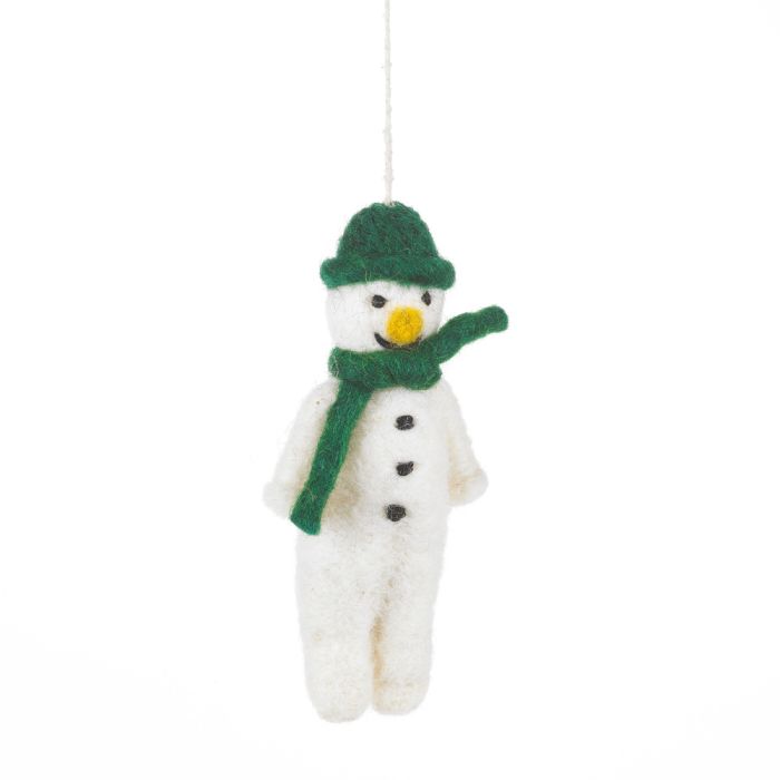 Décoration biodégradable en feutre fait main à suspendre Mr. Snowman
