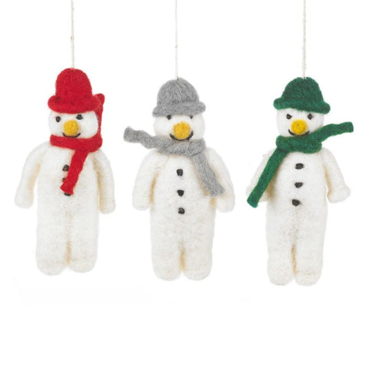 Variety PackHanging Felt Mr. Snowman Handmade Felt Biodegradable Decoration