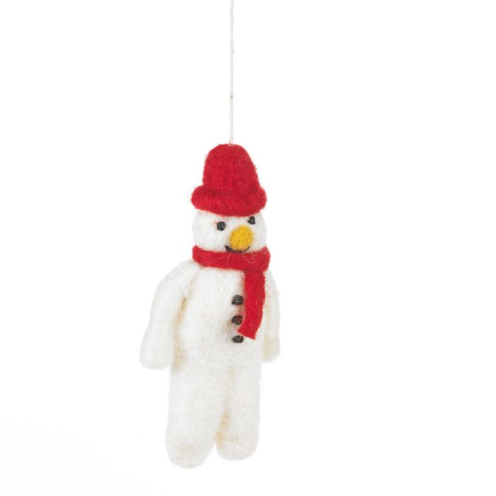 Décoration biodégradable en feutre fait main à suspendre Mr. Snowman