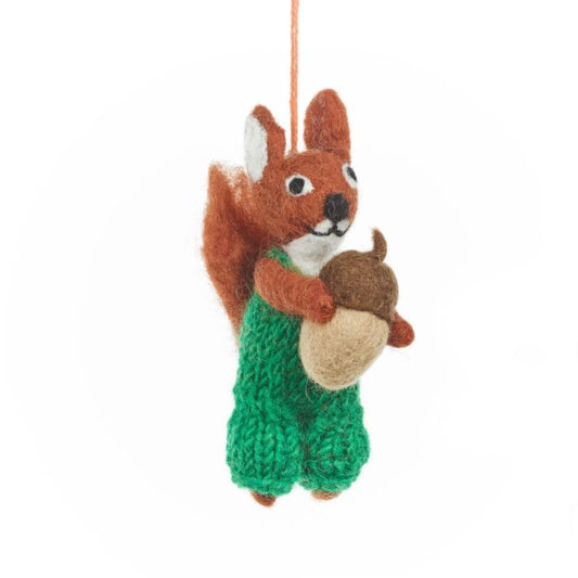 Handmade Felt Nelly Nutkins Squirrel Hanging Decoration