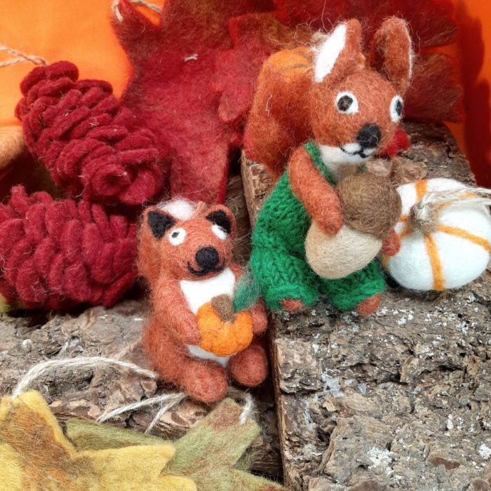 Handmade Felt Autumnal Seymour Squirrel Hanging Decoration