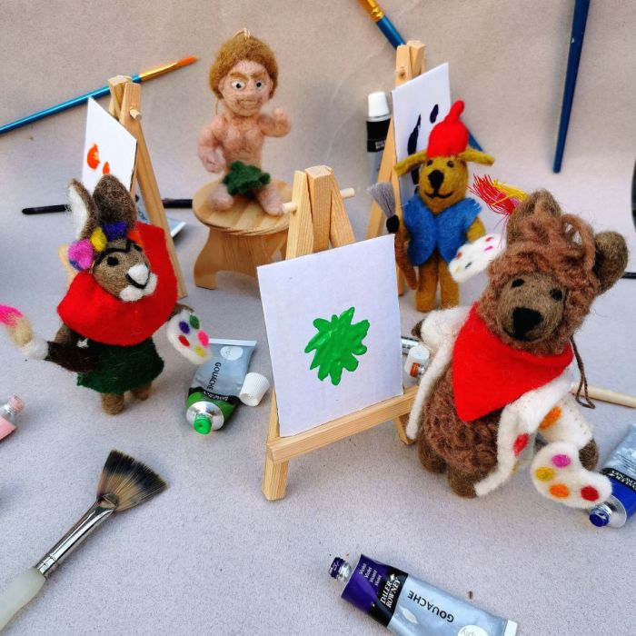 Handmade Felt Painting Pooch Artist Dog Hanging Decoration