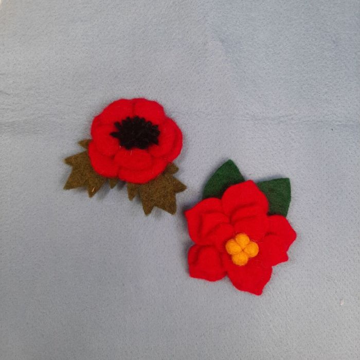 Handmade Felt Remembrance Poppy Brooch