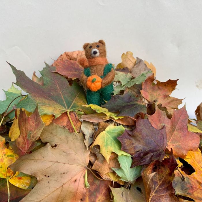 Handmade Felt Radley the Bear Hanging Autumnal Decoration