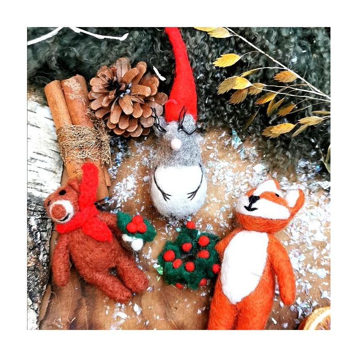 Handmade Felt Biodegradable Christmas Little Fella Hanging Decoration
