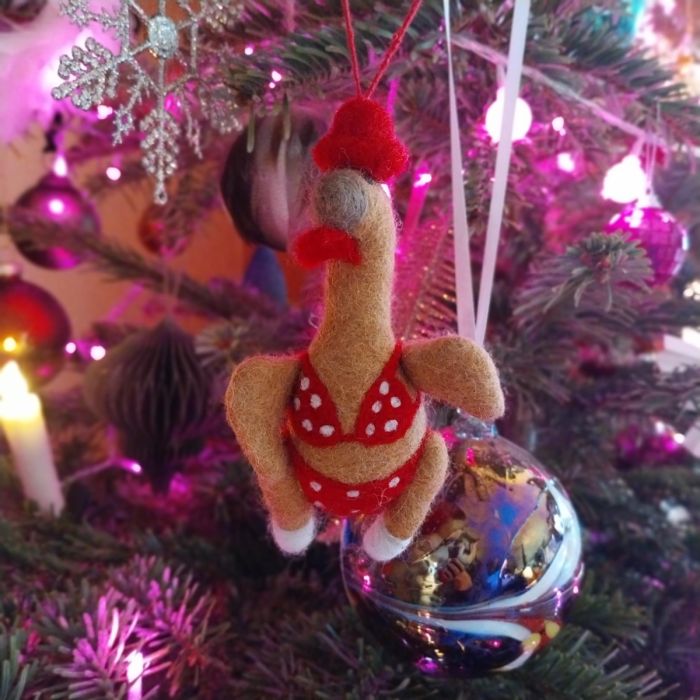 Handmade Felt Sizzlin' Turkey Hanging Christmas Decoration