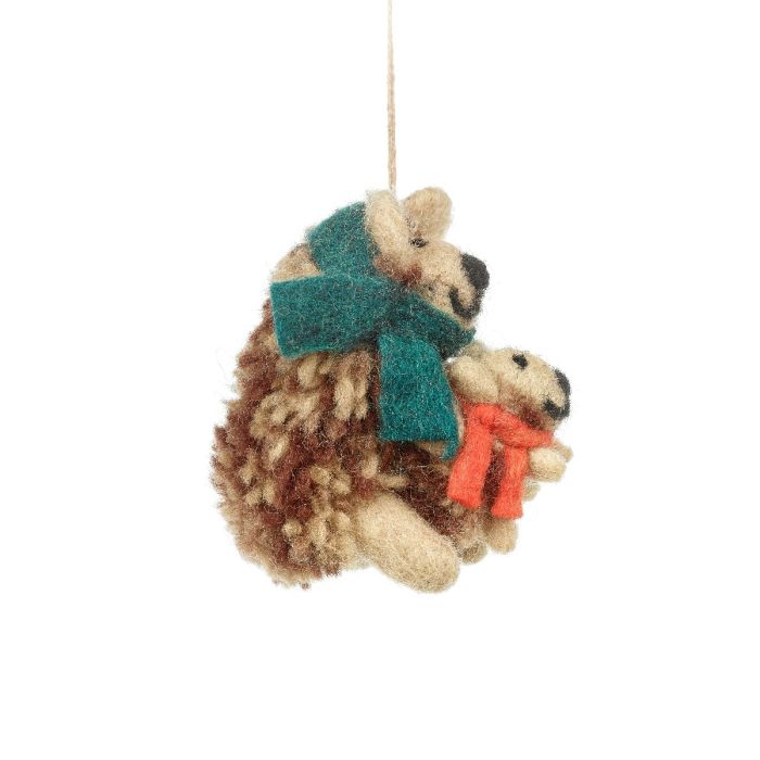 Handmade Felt Hanging Snuggly Hedgehogs Woodland Decoration