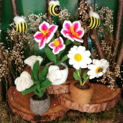 Handmade Felt Luscious Lily Pot Decoration