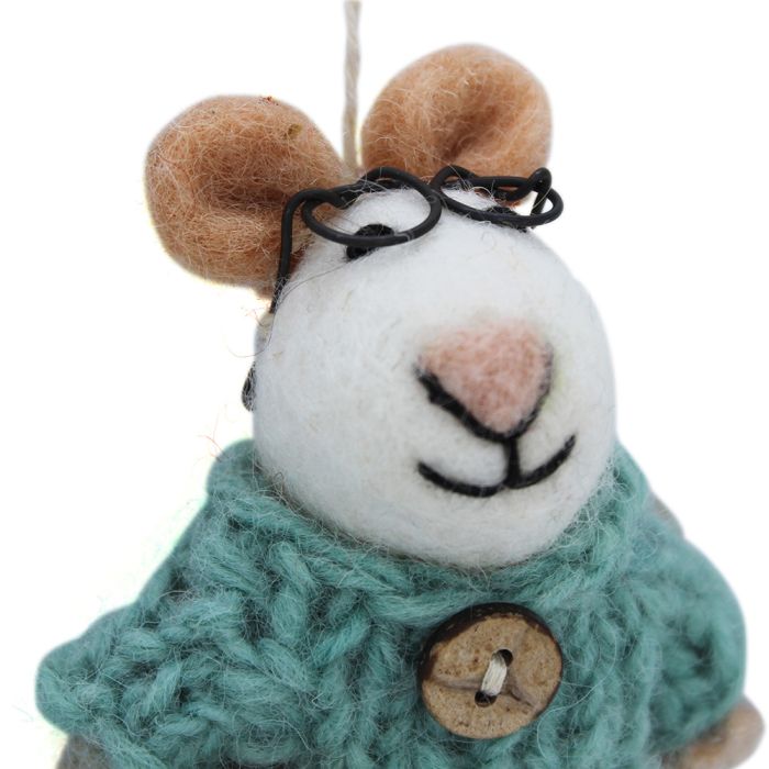 Handmade Felt Susie Mouse Biodegradable Hanging Decoratio