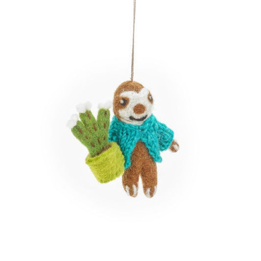 Handmade Felt Sybil the Sloth Hanging Decoration
