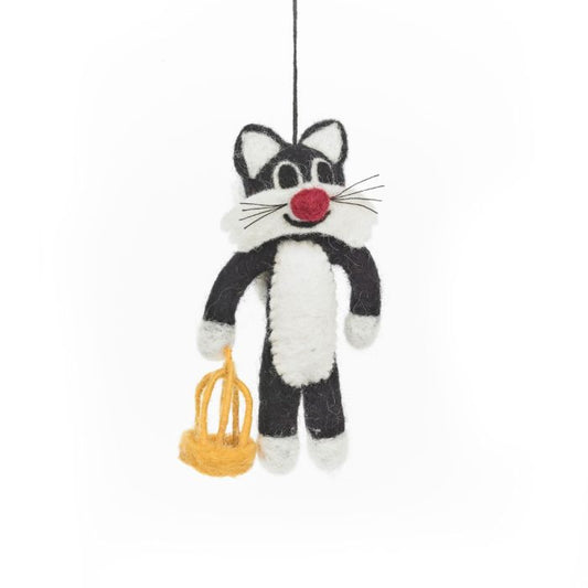 Handmade Felt Sullivan Cat Hanging Decoration