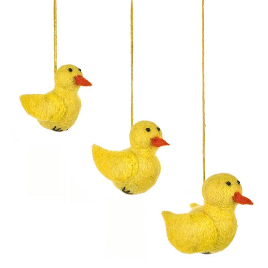 Handmade Felt The Cluck Family Set of 3 Hanging Chicks Easter Decoration